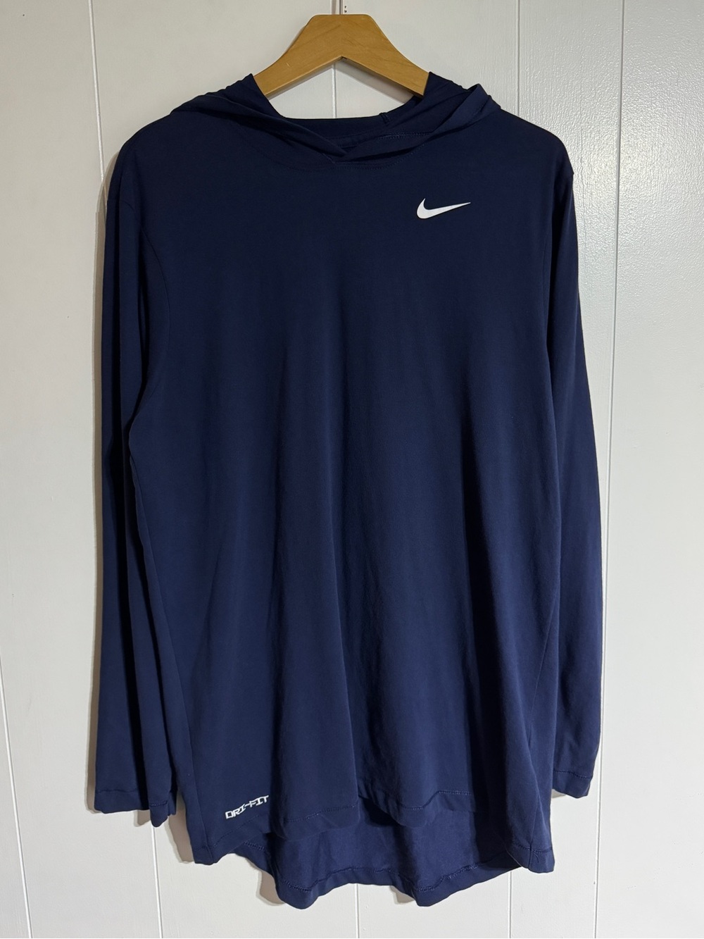 Nike Navy Long Sleeve Performance Hoodie Shirt Thin Pullover Hoodie
